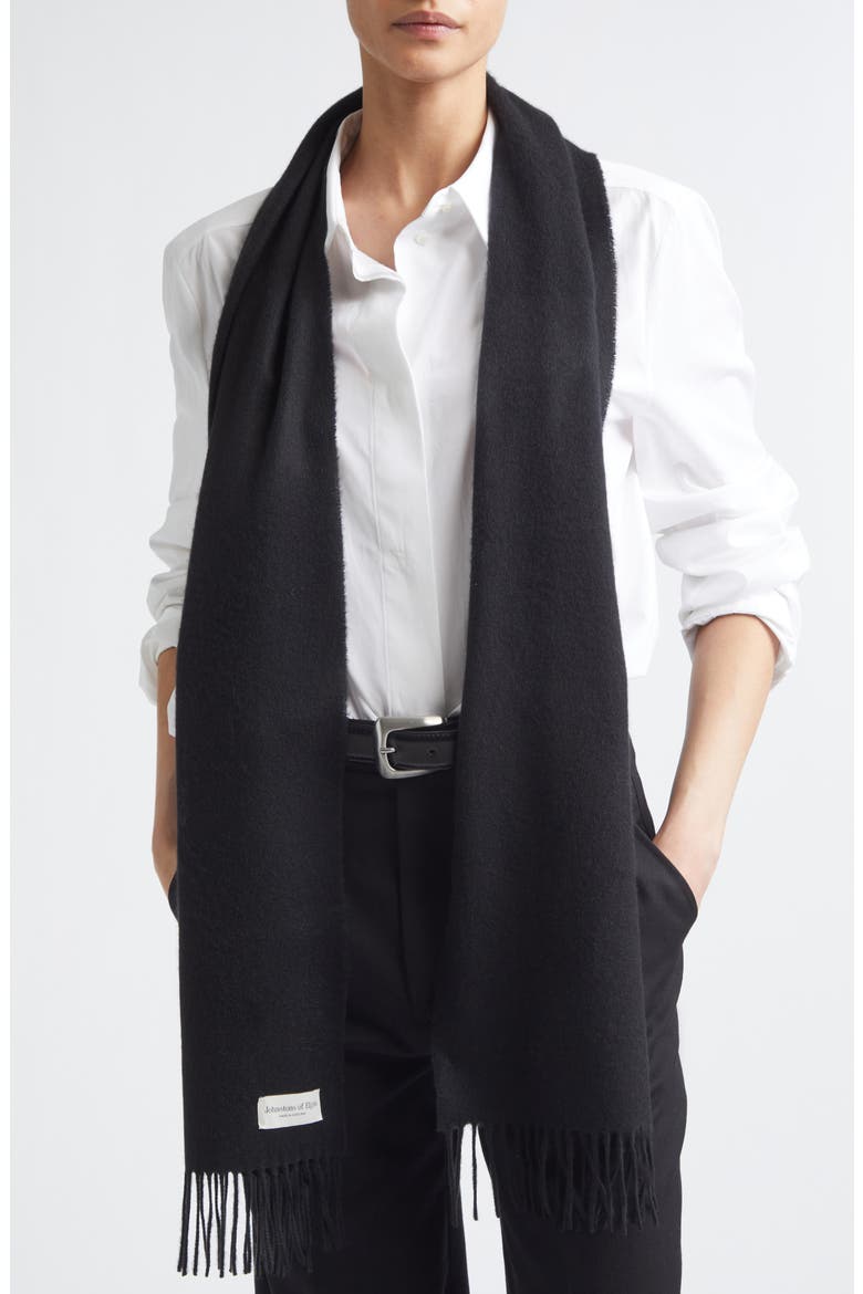 Cashmere Fringe Scarf, Main, color, BLACK