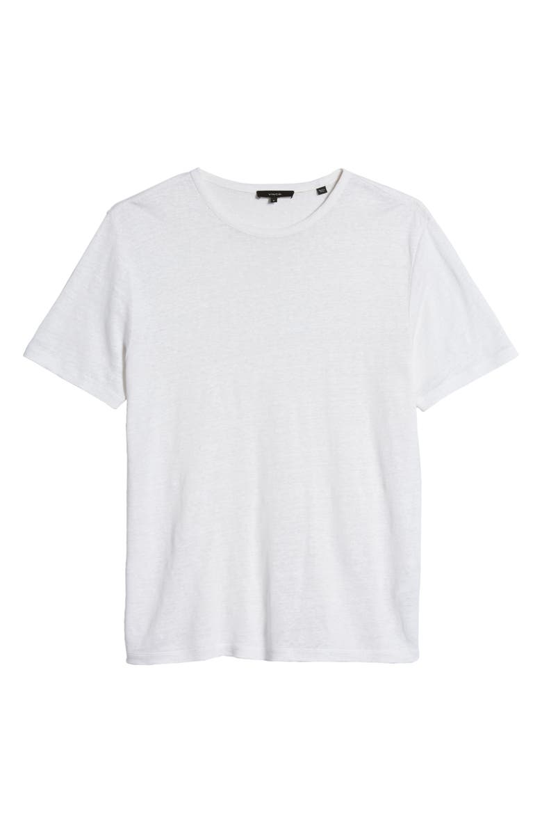 Vince Crewneck Linen T-Shirt, Alternate, color, Optic White