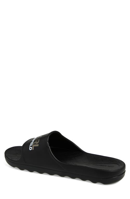 Karl Lagerfeld Paris Stripe Logo Pool Slide In Black
