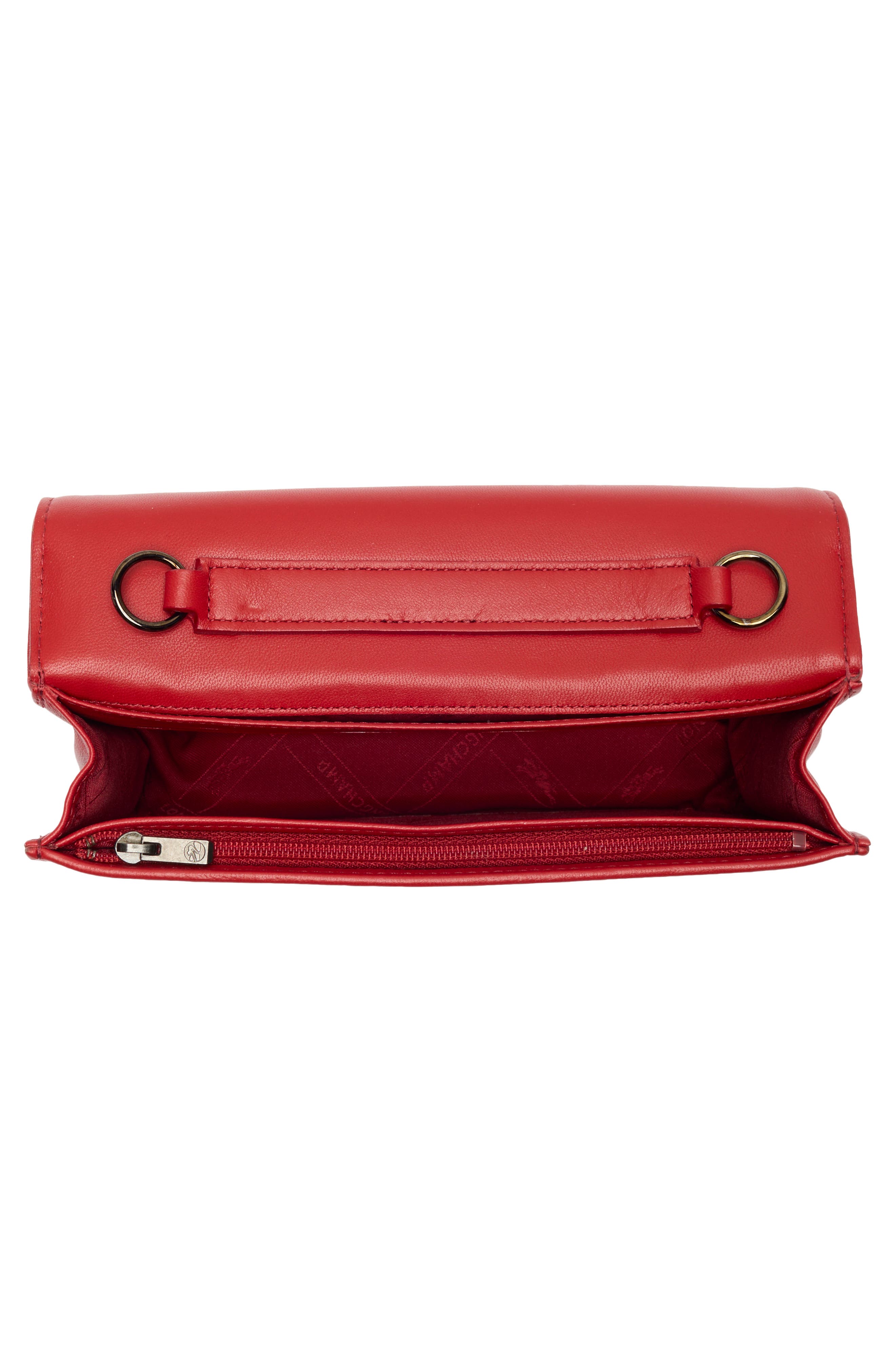 Quilted Leather Wallet on a Chain, Alternate, color, RED