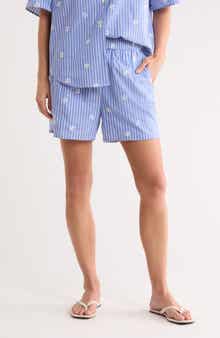 Ella Embroidered Stretch Cotton Pull-On Shorts