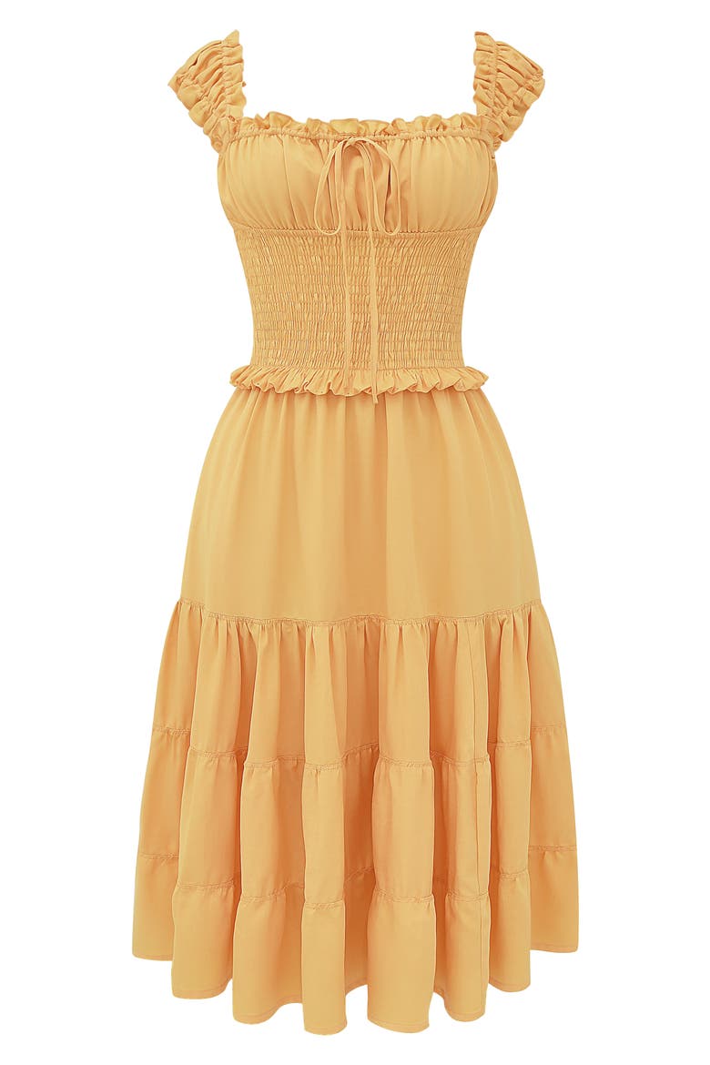 Phedra Ruffle Smocked Bodice Sundress, Alternate, color, WARM APRICOT