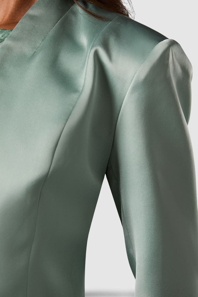 Crop Satin Jacket, Alternate, color, Sage