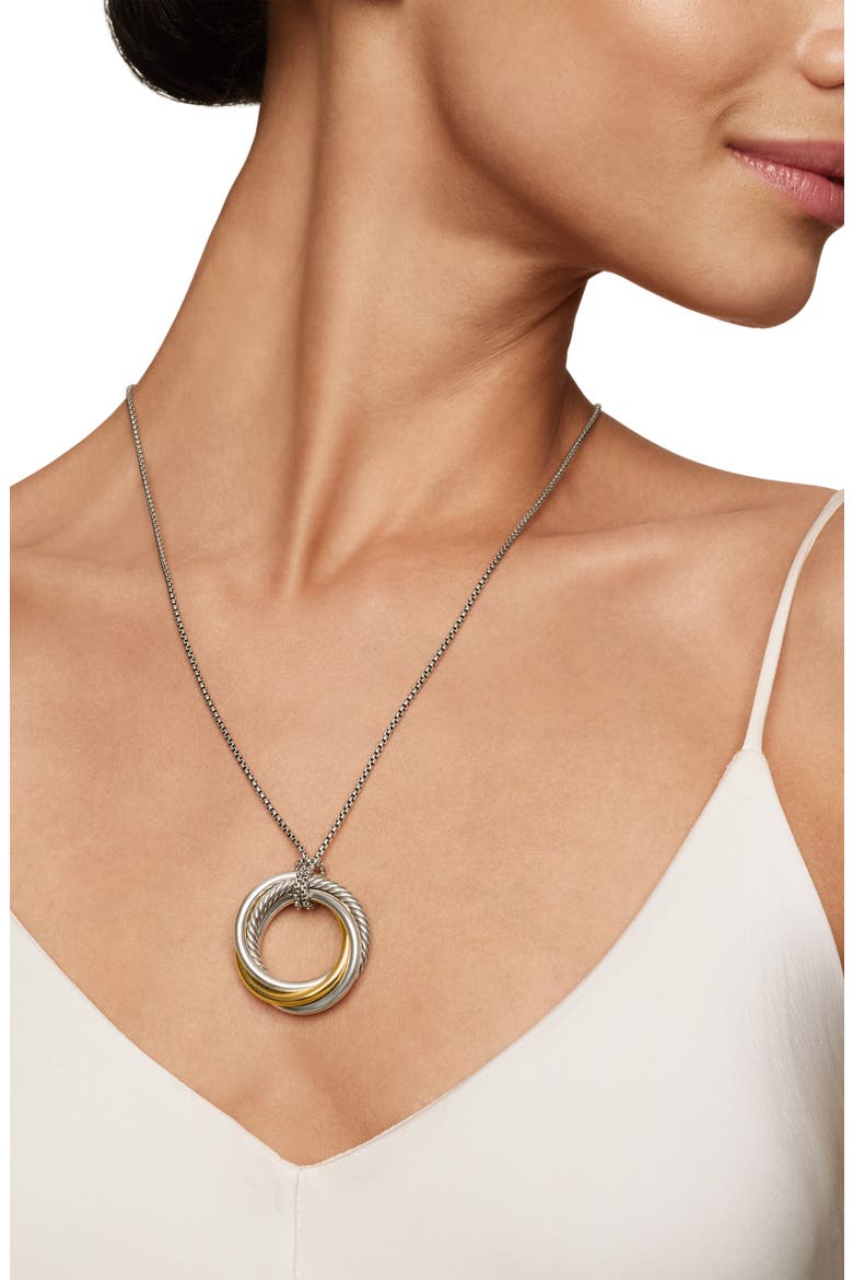 Crossover Hoop Pendant Necklace, Alternate, color, SILVER