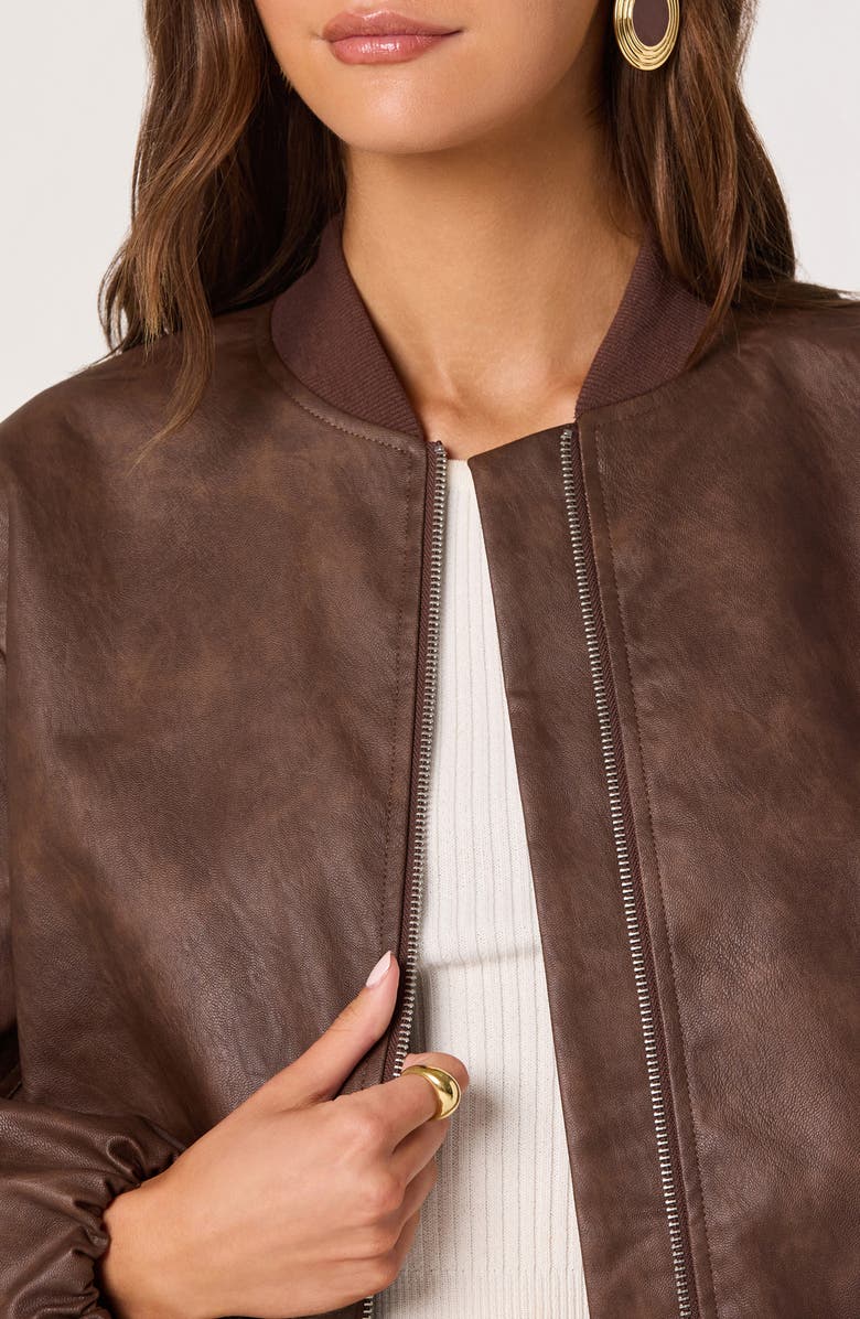 ASTR the Label Faux Leather Bomber Jacket, Alternate, color, Brown