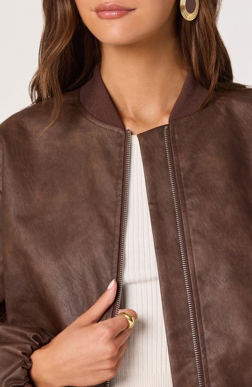 Astr The Label Faux Leather Bomber Jacket In Burgundy