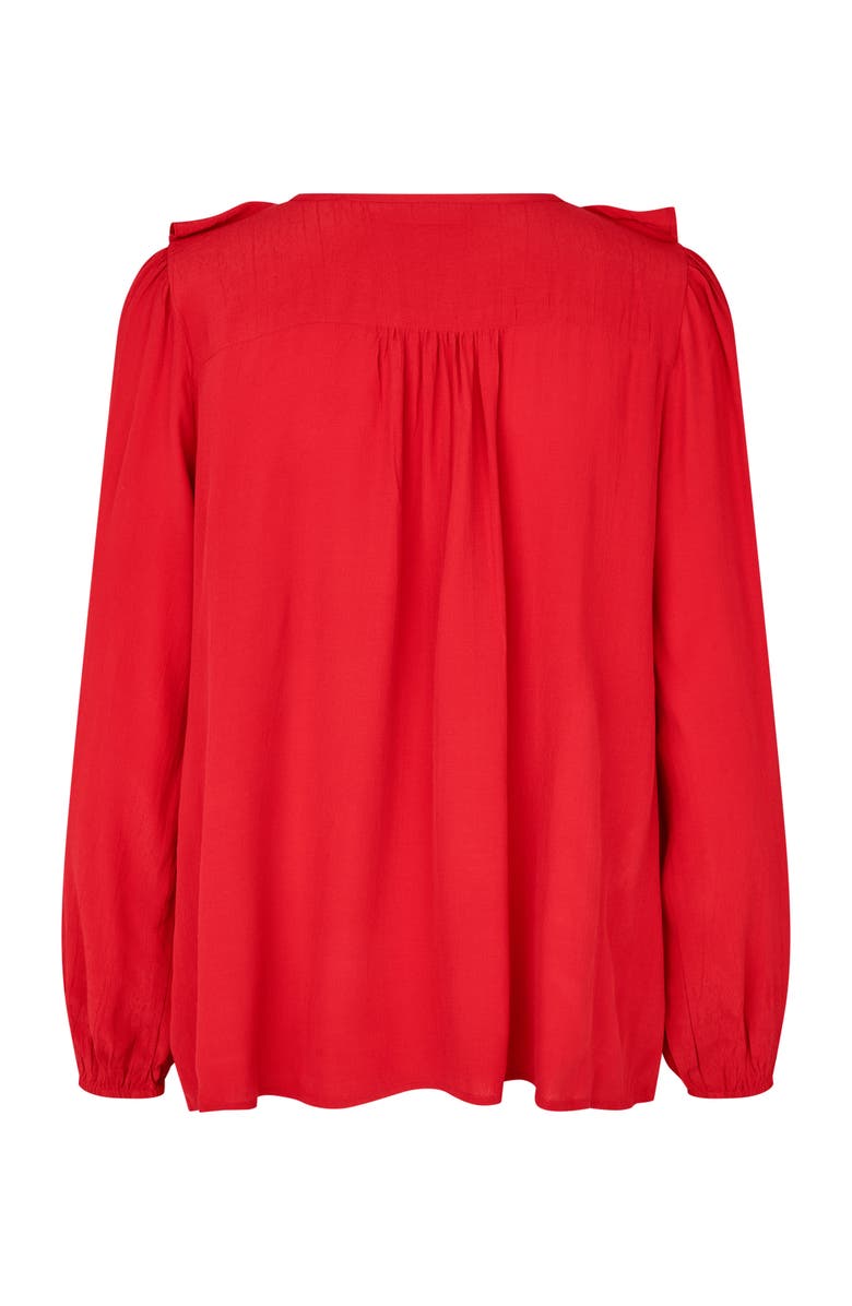 Masai Copenhagen Mabeauna Ruffled V-Neck Blouse, Alternate, color, Scarlet Sage