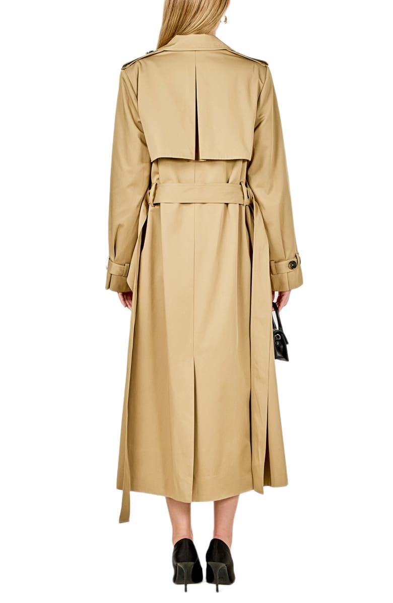 Endless Rose High-Low Cotton Blend Trench Coat, Alternate, color, Beige