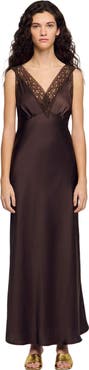 SANDRO Lace collar maxi dress