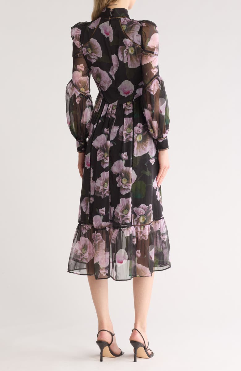 Ted Baker London Floral Long Sleeve Chiffon Dress, Alternate, color,