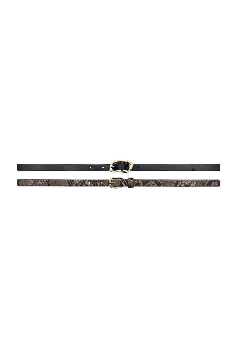 2-for-1 Faux Leather Belt Set, Main, color, BLACK/ BROWN