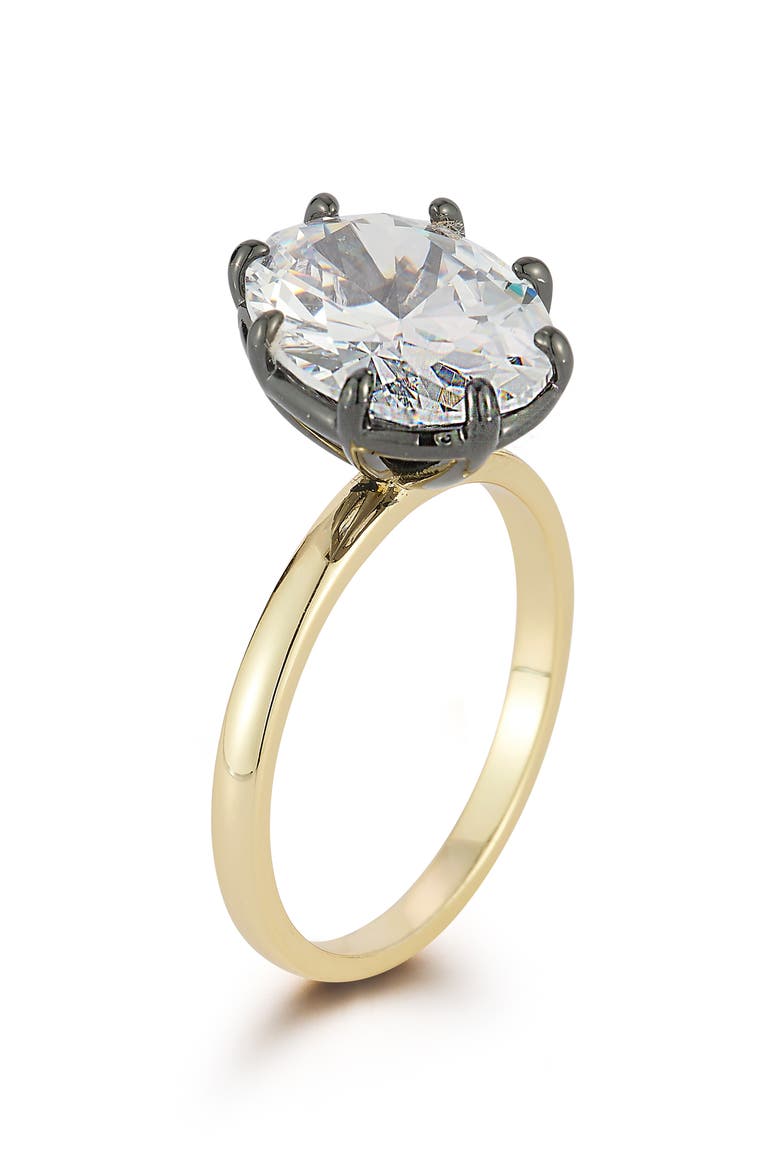 Cubic Zirconia 14k Gold Plate Oval Ring, Alternate, color, GOLD