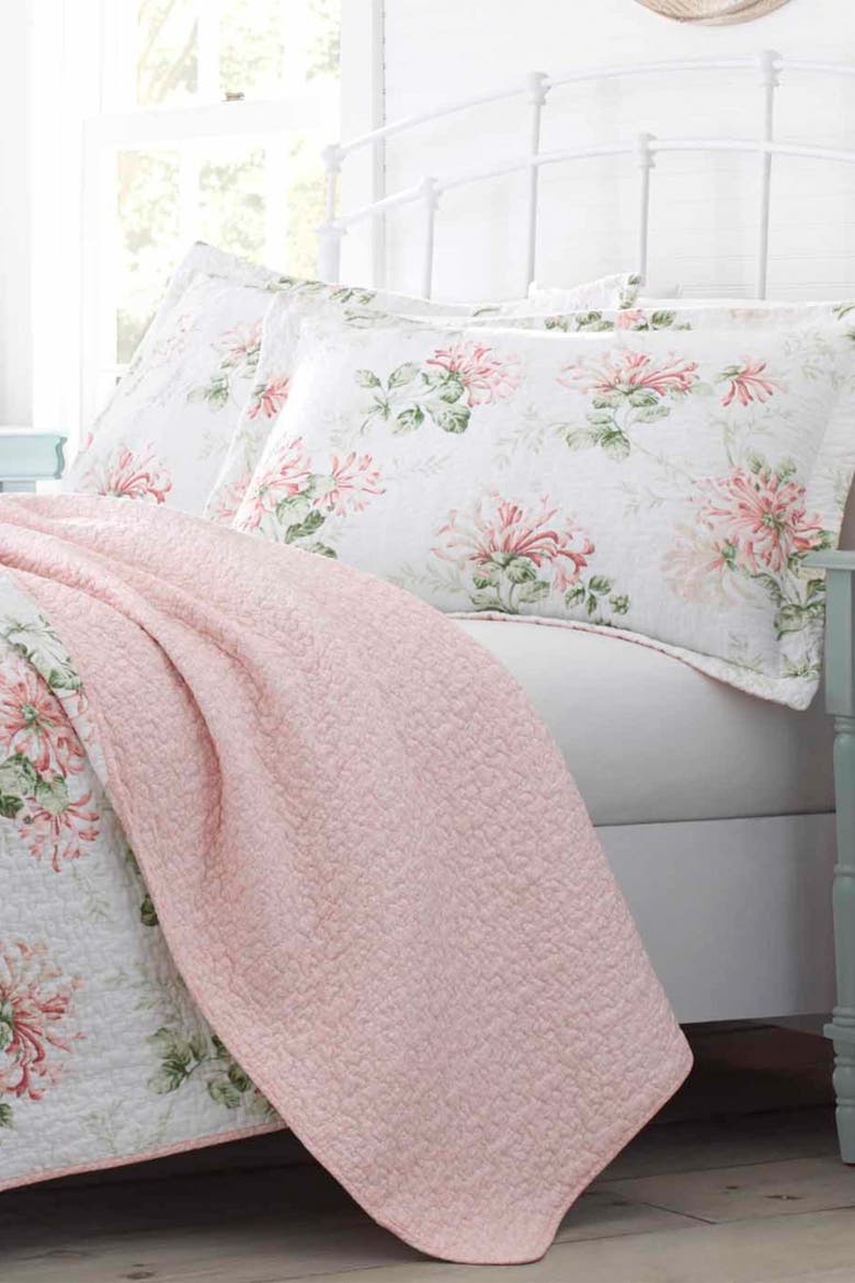 Honeysuckle Pastel Pink King Quilt Set, Alternate, color, BLUSH