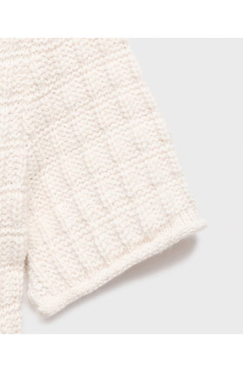 Mango Textured Short Sleeve Peplum Sweater In Neutral