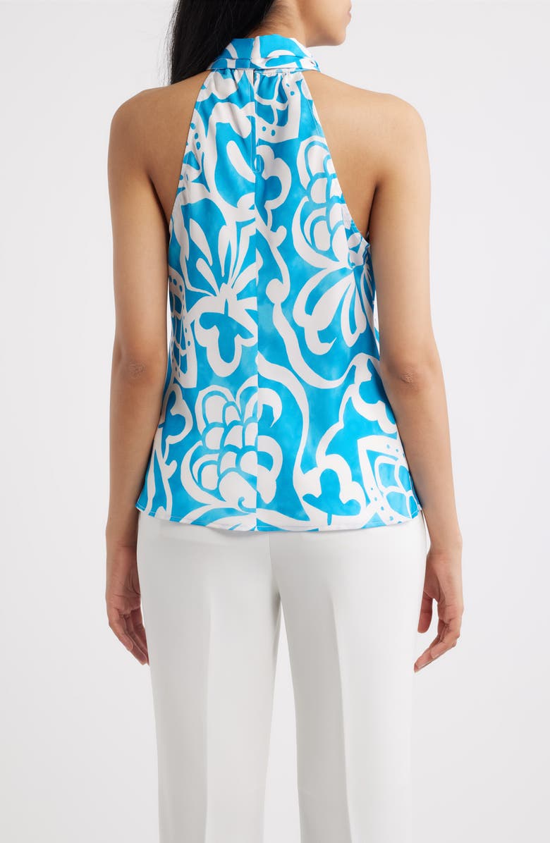 Tahari ASL Pleated Mock Neck Top, Alternate, color, Blue Jewel