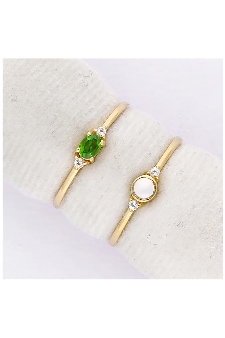 Set of 2 Freshwater Pearl & Chrome Diopside Rings, Alternate, color, GREEN
