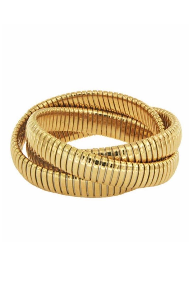 Twisted Triple Strand Stretch Bracelet, Main, color, GOLD