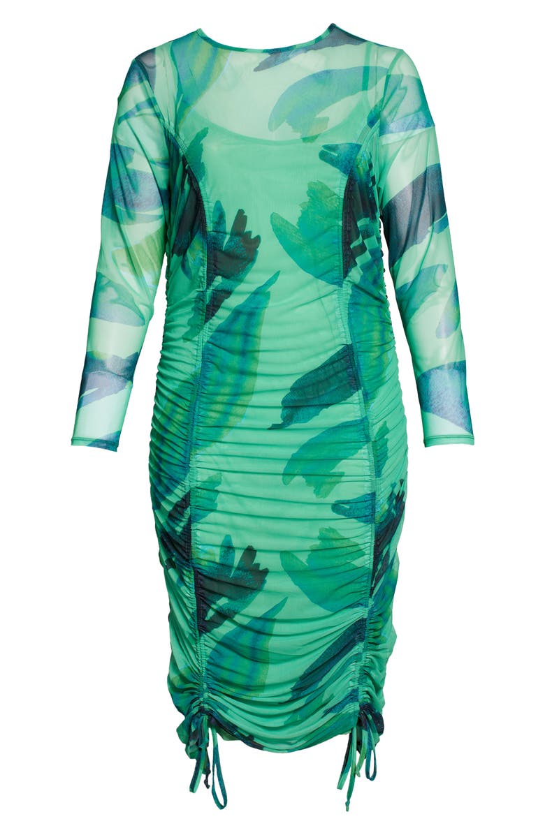 ASOS DESIGN Curve Long Sleeve Mesh Midi Dress, Main, color,