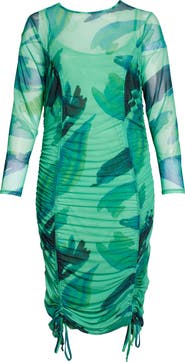 ASOS DESIGN Curve Long Sleeve Mesh Midi Dress