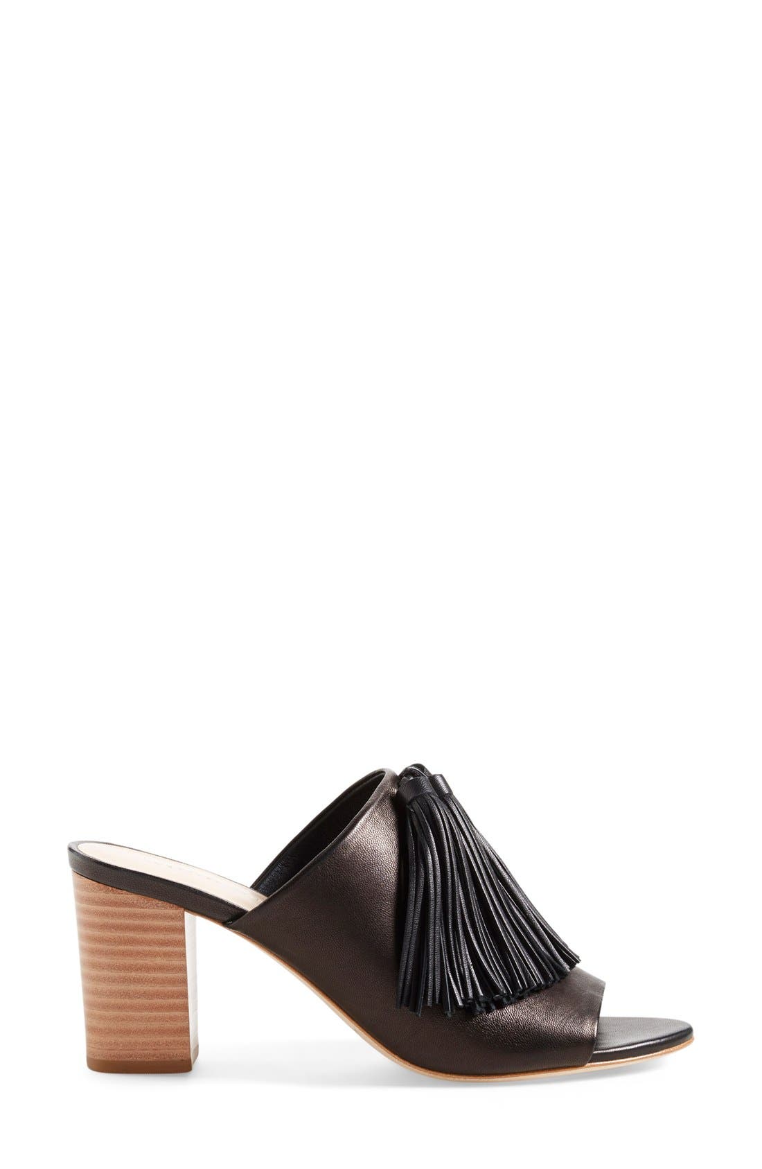 Clo Tassel Mule Sandal, Alternate, color, BLACK NAPPA