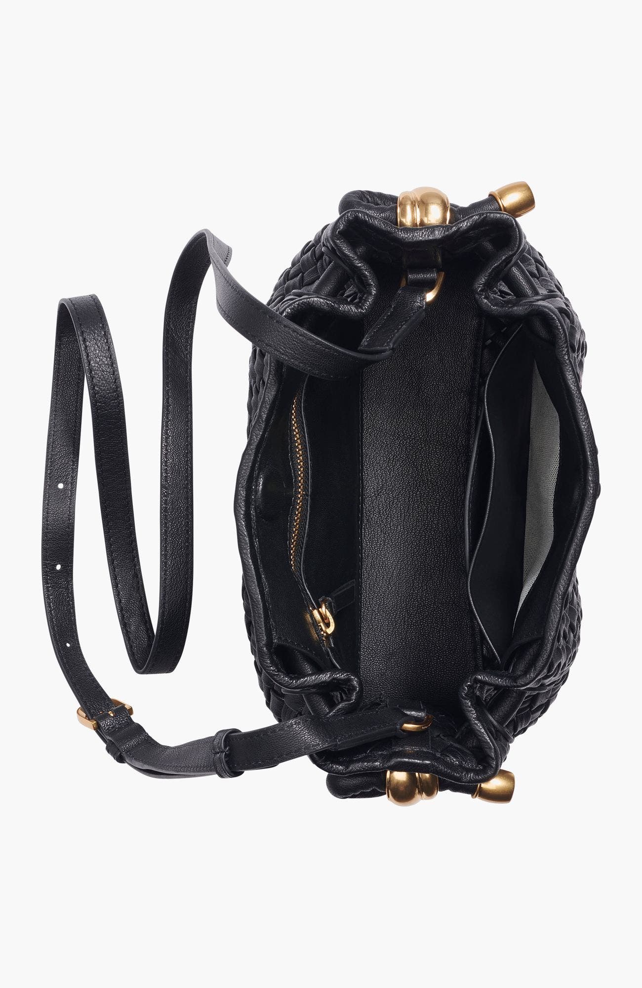 Cashmere Woven Leather Crossbody Bag, Alternate, color, Black/Gold