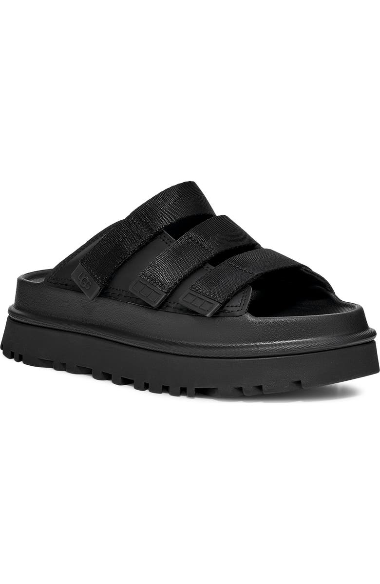 UGG<sup>®</sup> Goldenglow Platform Slide Sandal, Main, color, Black