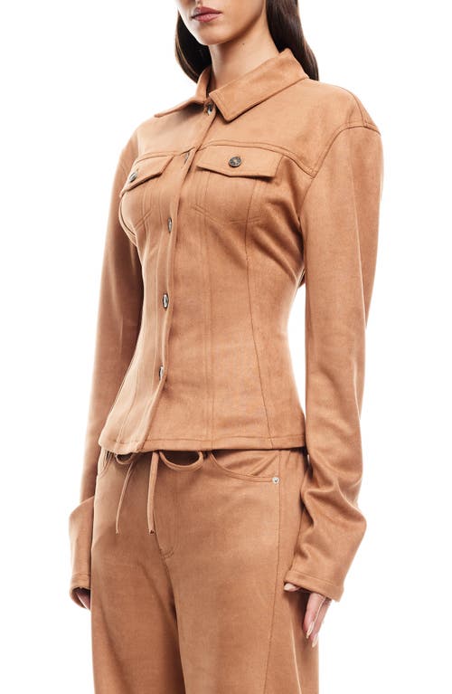 Lioness Rider Faux Suede Jacket In Camel