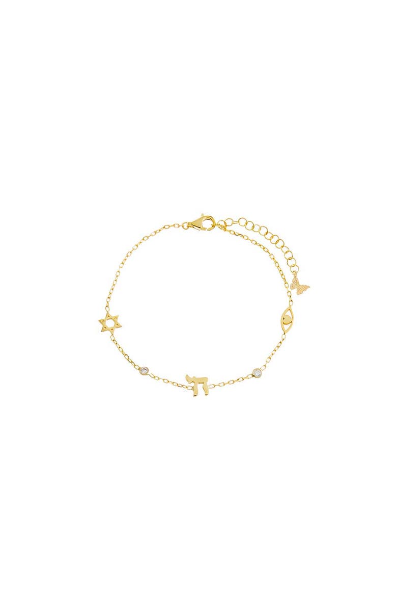 BY ADINA EDEN Jewish CZ Bezel Charm Bracelet, Main, color, 