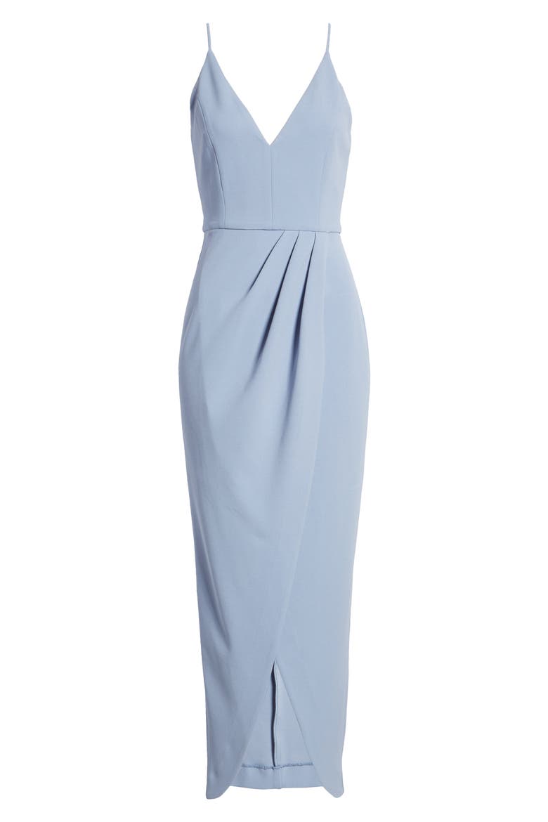 The Ines V-Neck Tulip Gown, Alternate, color, DUSTY BLUE