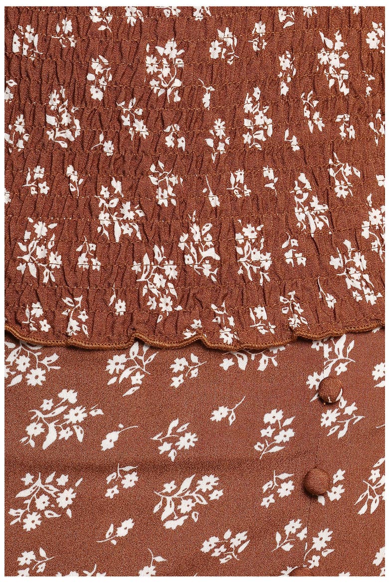Zola Smocked Shirt & Maxi Skirt Set, Alternate, color, BROWN DITSY FLORAL