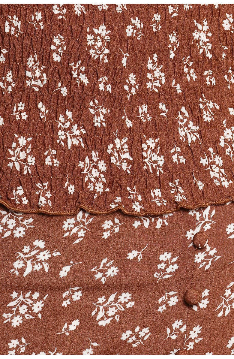 Petal & Pup Zola Smocked Shirt & Maxi Skirt Set, Alternate, color, Brown Ditsy Floral