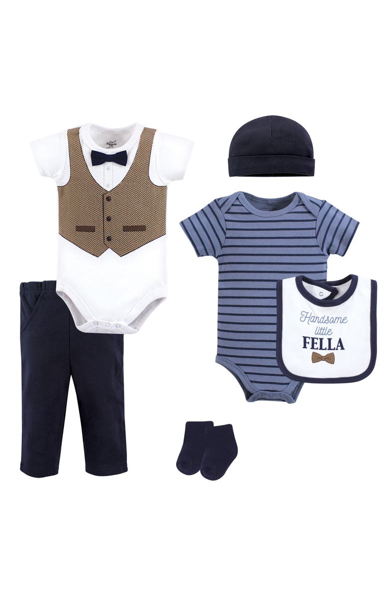 Hudson Baby Cotton Layette Set, Main, color, Herringbone Little Fella