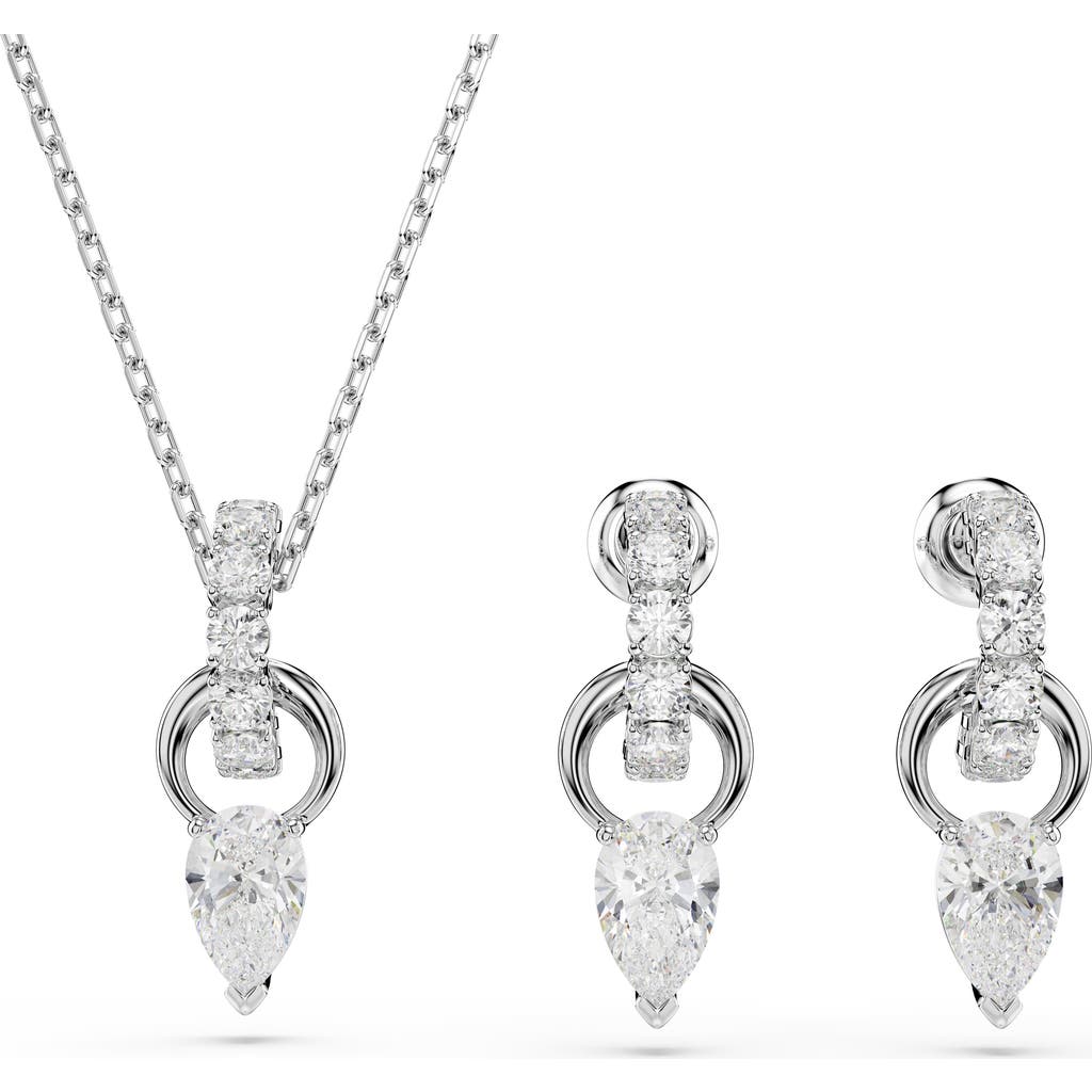 Swarovski Mesmera Pear Cut Earring And Necklace Set In Metallic