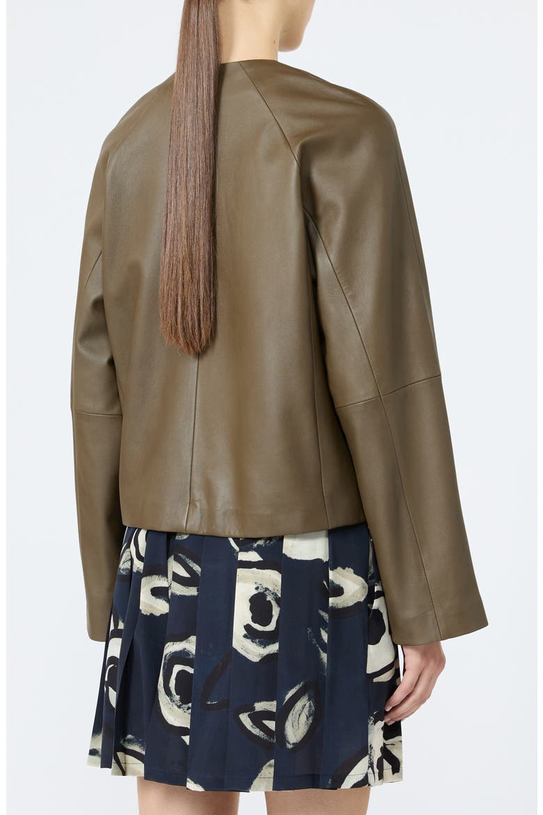 Bouquet Leather Jacket, Alternate, color, KAKI