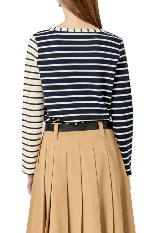 English Factory Multistripe Cotton T-shirt In Navy Multi