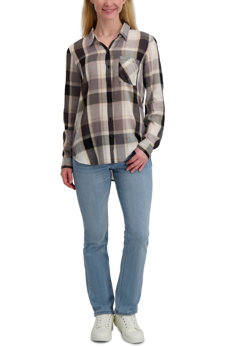 Lucky Brand Plaid Button-Up Shirt, Alternate, color, Black Multi