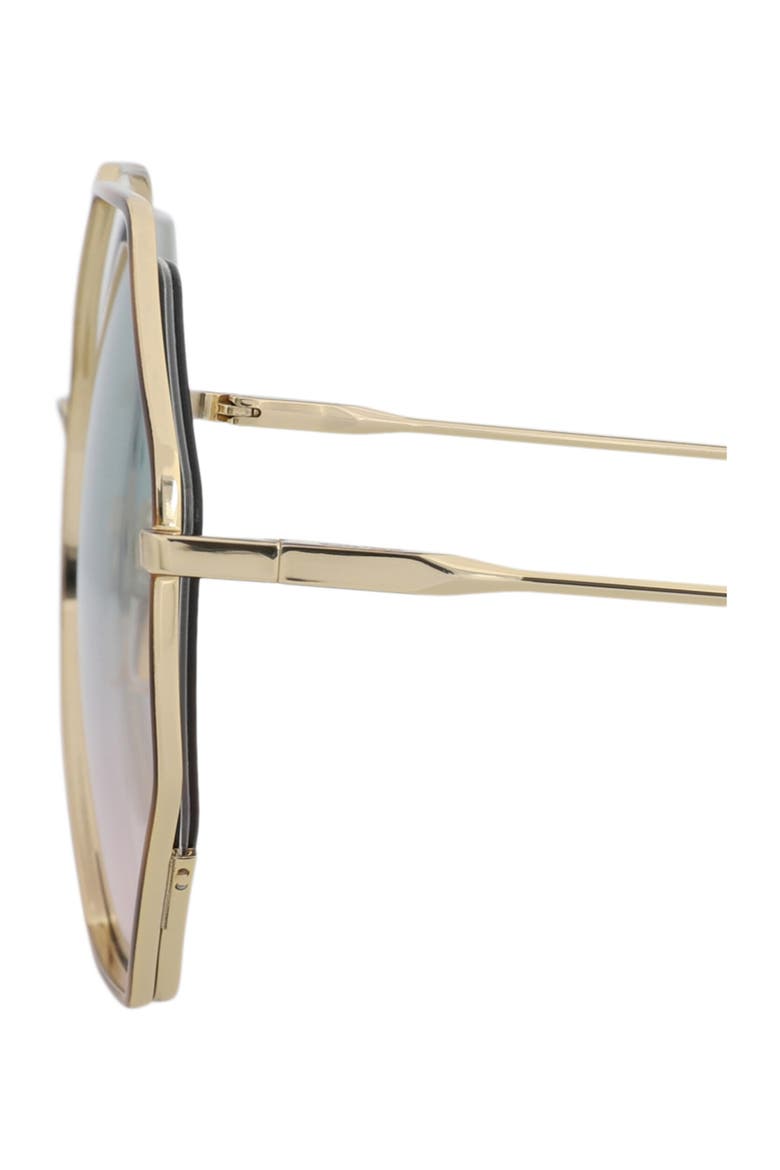 Oversize Geometric Sunglasses, Alternate, color, HAVANA GOLD GREEN