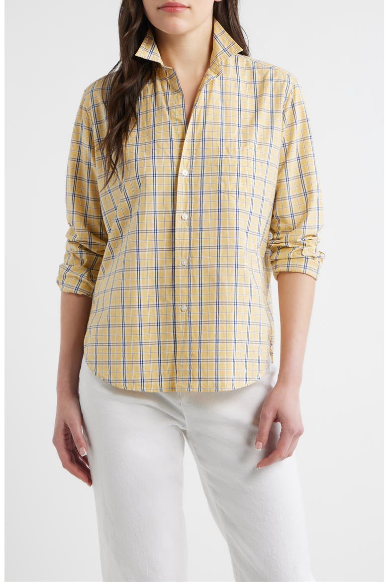Eileen Relaxed Button-Up Shirt, Main, color, YELLOW AND BLUE PLAID