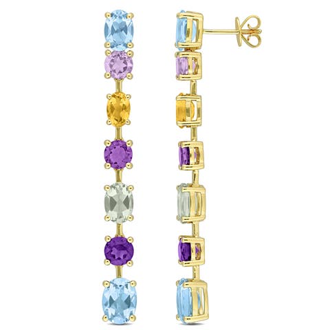 Gemstone Linear Dangle Earrings 14k