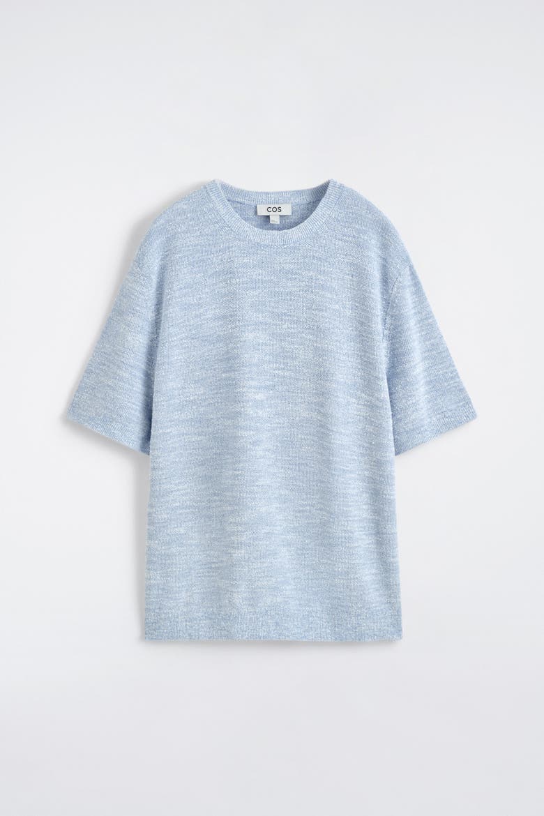 Relaxed Bouclé-knit T-shirt, Alternate, color, BLUE MÉLANGE