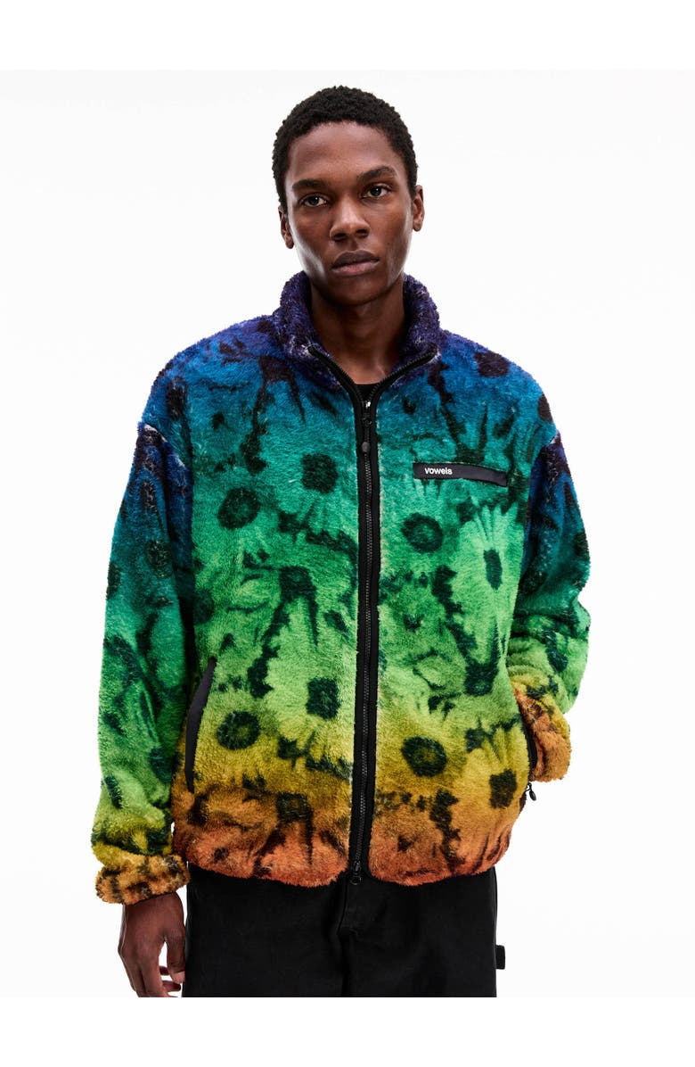 vowels Printed Fleece Jacket, Alternate, color, Multi