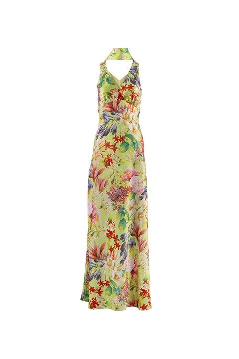 Catalina Silky Gown In Eden Tapestry