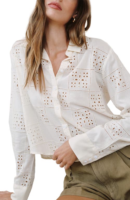 Bella Dahl Embroidered Eyelet Button-up Shirt In Multi