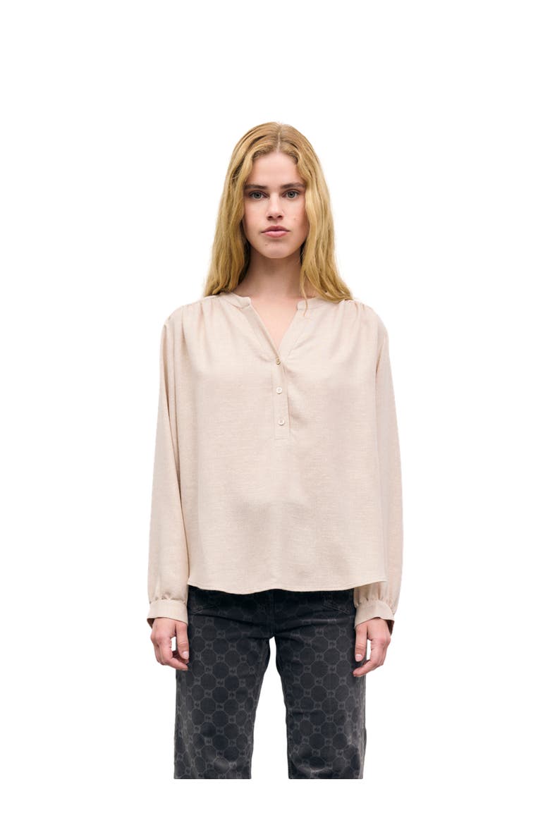 Liset V-Neck Long Sleeve Shirt, Main, color, Sand