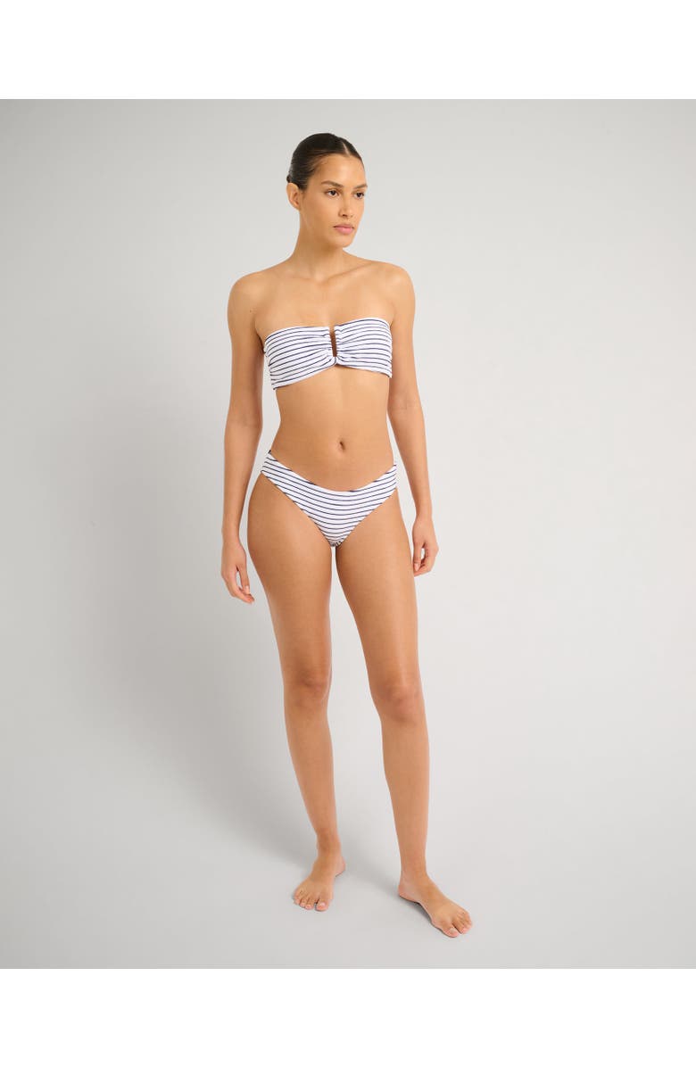 Onia Towel Terry Sailor Stripe Lily Bikini Bottom, Alternate, color, White/Deep Navy