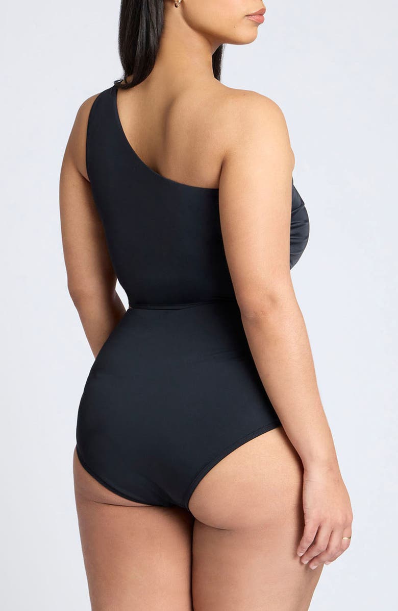 ELOQUII Side Cutout One-Shoulder One-Piece Swimsuit, Alternate, color, 