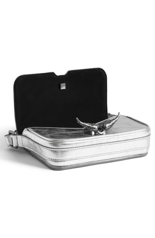 Zadig & Voltaire Le Zazi Metallic Leather Crossbody Bag In Silver