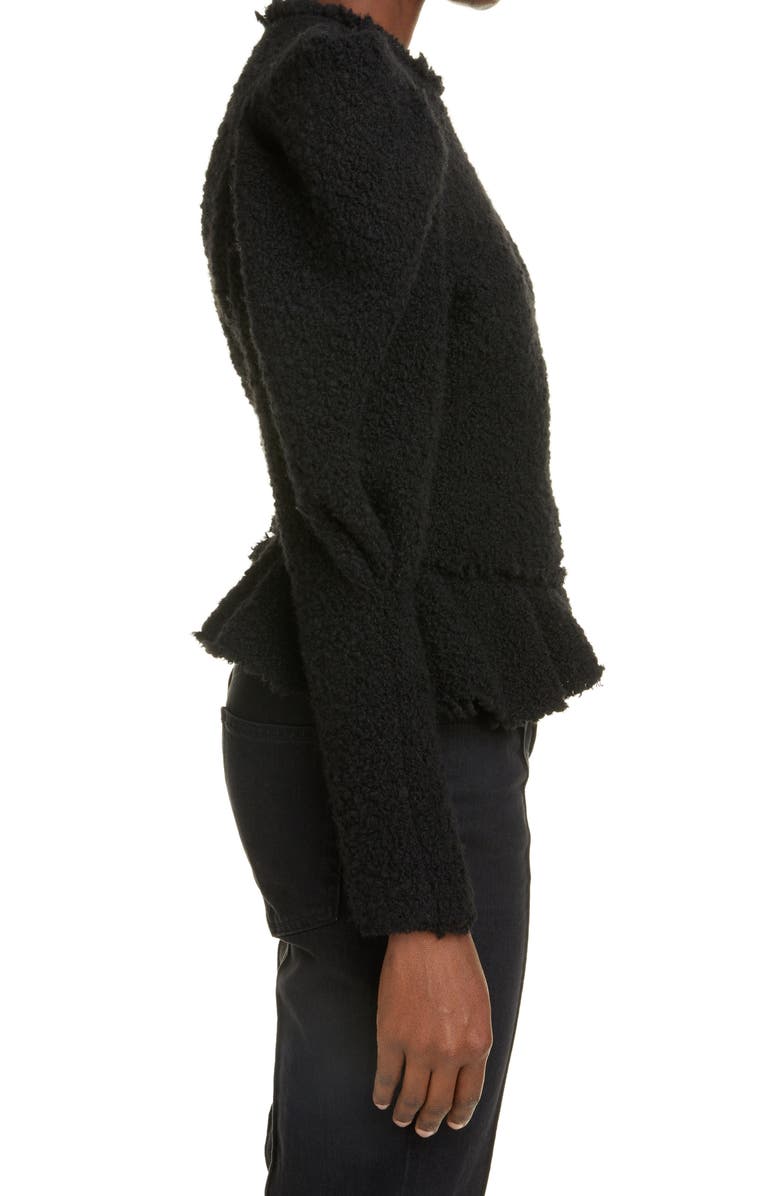 Isabel Marant Giamili Leg of Mutton Sleeve Bouclé Tweed Peplum Top, Alternate, color, 