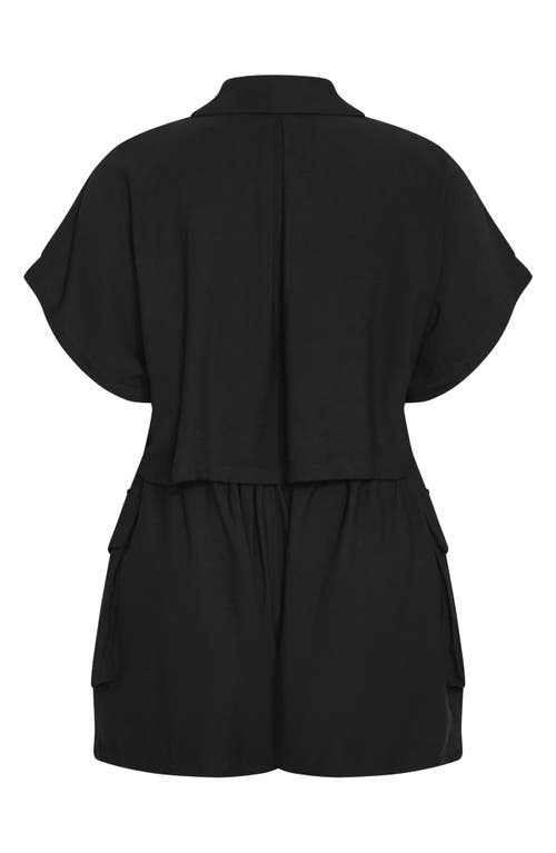 City Chic Jade Short Sleeve Playsuit In Black