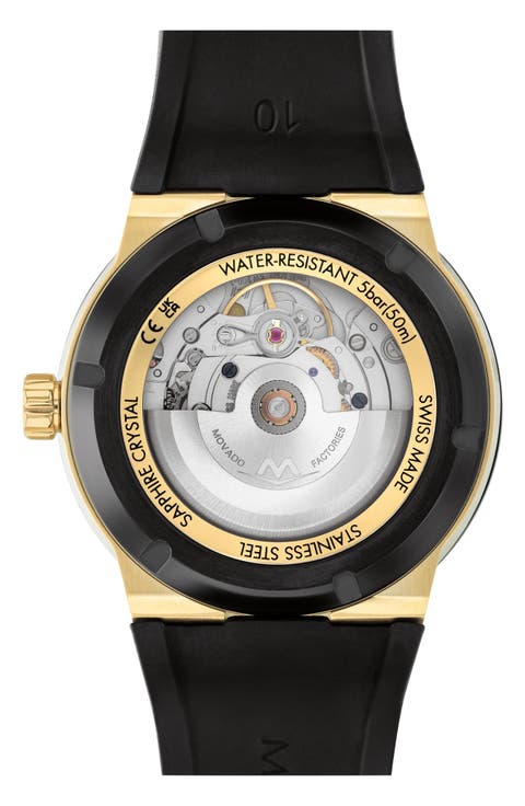 Bold Fusion Automatic Swiss Automatic Silicone Strap Watch, 43.5mm